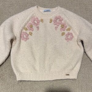Mayoral Pink and cream Floral Sweater